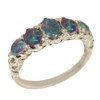 LetsBuyGold 925 Sterling Silver Synthetic Opal Triplet Womens Engagement Ring