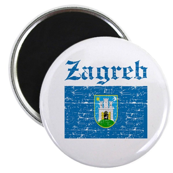 CafePress Flag Of Zagreb Design Magnet 2.25" Round Magnet, Refrigerator