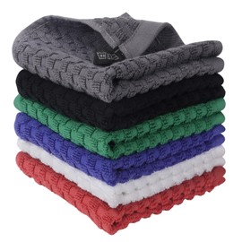 Keith LUN 6 Pack 100% Cotton Wash Cloth, 12x12Inch Highly Absorbent and Soft Feel Fingertip Towels, Machine Washable Washcloths for Bathroom, Gym, Hotel, Spa and Kitchen, 6 Colors