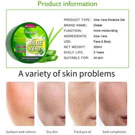 DISAAR BEAUTY 92% Aloe Vera Moisturizing Gel Soothing Primer Repair Acne Spots Prevents Rough Skin 300ml/10.43fl.oz