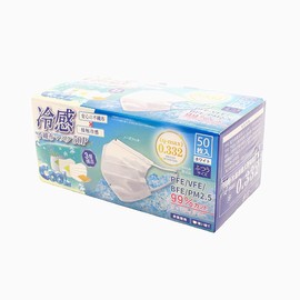 Mask for Summer, Cooling, Cool Touch, Non-Woven Fabric, Cold Contact, 0.332, Disposable Non-Woven Mask, White, For Adults, 50 Pieces