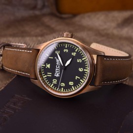 Ritche Quick Release Leather Watch Band 18mm 19mm 20mm 21mm 22mm 23mm 24mm Leather Watch Strap, Saddle Brown & White & Rose Gold, 18mm, Classic