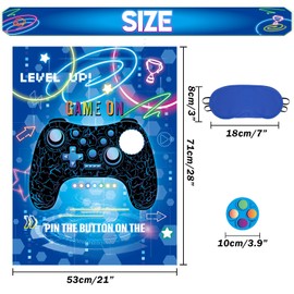 WERNNSAI Pin The Button on The Game Controller - Video Game Party Supplies for Boy Kids Gaming Party Decorations 53 x 71 cm Poster with 24 Stickers Gaming Night Birthday Wall Home Room Decorations