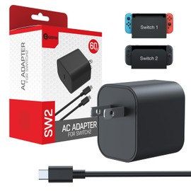 Switch 2 Charger, 60W Switch 2 Power AC Adapter with 5Ft USB-C Cable
