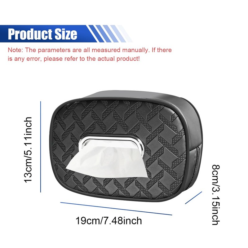 Large Car Tissue Holder for 300 Standard Tissues, PU Leather