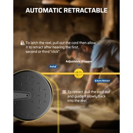 DEWENWILS 30 Ft Retractable Extension Cord Reel, Ceiling/Wall Mount 16/3 Gauge SJTW Power Cord with 3 Electrical Outlets Pigtail for Garage and Shop, 10 Amp Circuit Breaker, Metal Plate, UL Listed