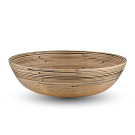LEXA 12" Handmade Bamboo Salad Bowl – 130 oz Large Wooden Fruit Bowl for Kitchen Counter, Black Bamboo
