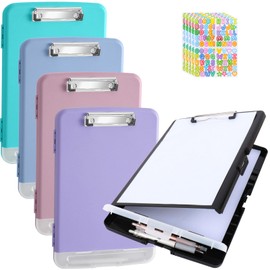 5 PCS Clipboard with Storage High Capacity Plastic Clipboard with Pen Holder Heavy Duty Nursing Clipboard Folder Side Opening Smooth Writing Clipboard with Low Profile Clip for for School & Office