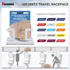 SUCIKORIO 40x30x15cm British Airways Travel Backpack Underseat Cabin Bag Luggage Wizzair Lightweight Waterproof Taslon Travel Rucksack Cabin Size Plane Hand Luggage Casual Daypack for Women, School