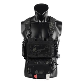 KRYDEX Tactical Chest Rig with Triple 5.56/7.62 Mag Pouch Insert 9mm Mag Pouches and X Harness (MK)