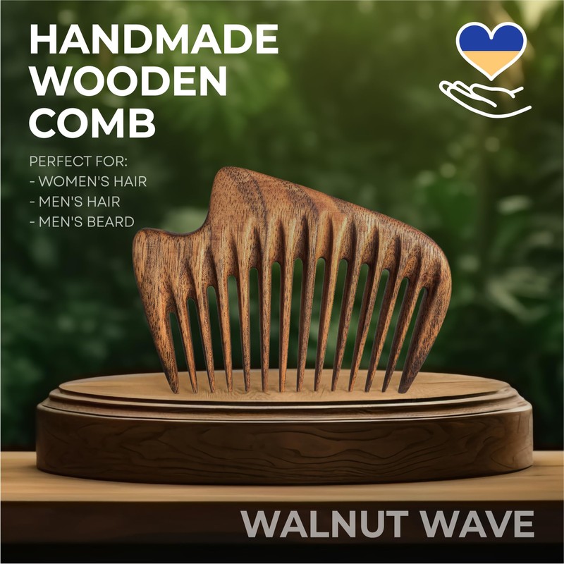 Handmade Wooden Hair Comb - Natural Wood Hair Care, Scalp