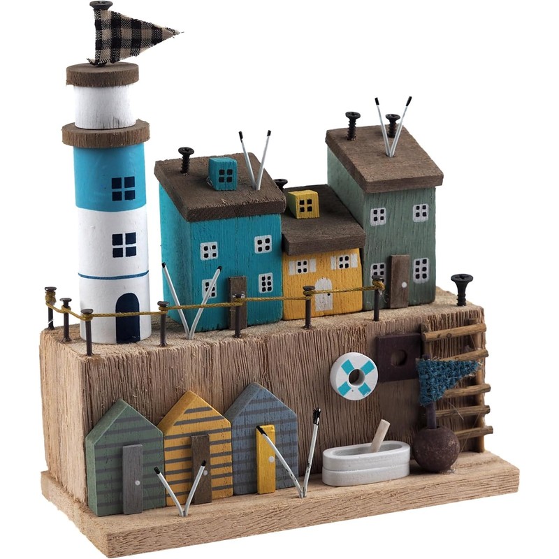 SiL Interiors Nautical Seaside Village Houses Wooden Ornament