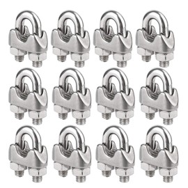 Wire Rope Clip Cable Clamp 304 Stainless Steel U Bolt Saddle Fastener M4 for Ø 4mm (5/32") Wire Rope Cable, Pack of 12, by Hyber&Cara
