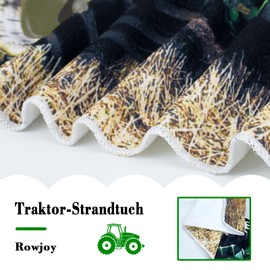 Rowjoy Tractor Beach Towel, 70 x 140 cm, Microfibre Beach Towel, Bath Towel for Children, Women, Men, Beach Towel, Sand-Free for Beach, Pool, Swimming, Bathroom (T2 - 70 x 140 cm)