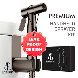 LUXE EIGHT Premium Handheld Bidet Sprayer – Stainless Steel Adjustable Pressure for Feminine Hygiene, & More – Brushed Gun Metal Gray Finish, Easy Install & Leak-Proof Design