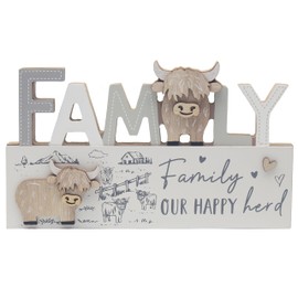 Lesser & Pavey Love & Affection Highland Cow Wooden Plaque - Family For Home Decor & Gift | Wooden and Acrylic Plaques For Home and Office | Ideal Signs & Plaque Birthday Gifts For Women & Men