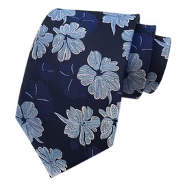 Elfeves Men's Navy Blue Silk Ties Banquet Cool Beautiful Neckties Gift Ideal for Husband