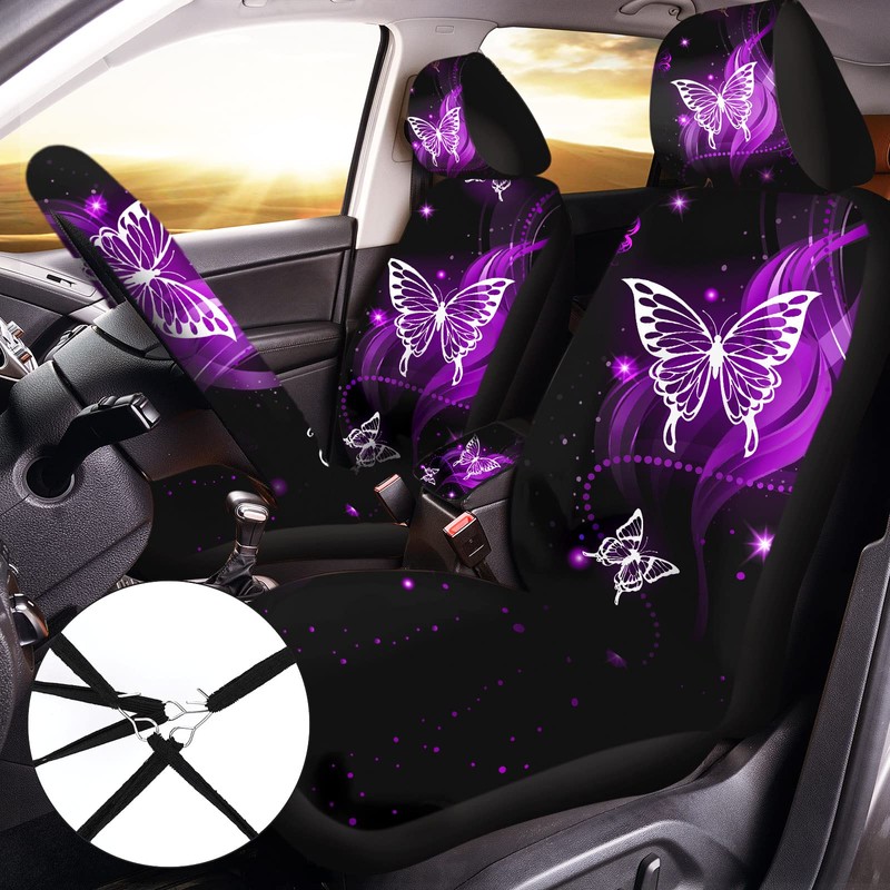 15 Pcs Butterfly Car Seat Covers Full Set Butterfly Front