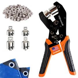 Grommet Tool Kit,Volnexlab Heavy Duty Grommet kit 1/4"and 3/8" with 400 Pair 6mm and 10mm Silver Eyelet Pliers for Canvas, Tarps Tents, Vinyl,and DIY Crafts