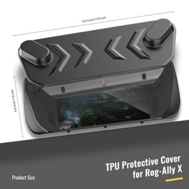 JOYTORN Full Protective Case Cover Compatible with ASUS Rog Ally X(2024), Rog Ally X Case with Detachable Front Shell,Back Case-Frosted Handheld Design with Tempered Glass Screen Protector-Black