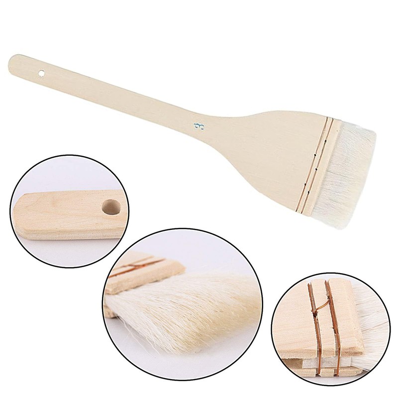 ZEONHEI 3 PCS 3 Inch Flat Hake Brushes, Soft Goat