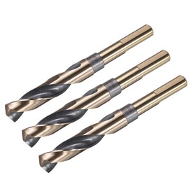 uxcell 3Pcs 21/32" Drill Bit 1/2" Reduced Shank M35 Cobalt 5% High-Speed Steel Twist Black and Gold Finish 135° Drill for High Hardness Materials