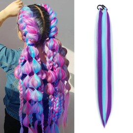 S-noilite Ombre Braid Ponytail Extension Braid with Hair Scrunchie, Hairpiece for Braiding, Long Ponytail Synthetic Hair for Women, Braided DIY Braiding, 66 cm, 2 Pieces, 26C/85C/72C/28C