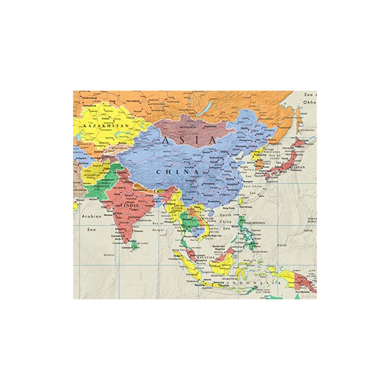 48x78 Huge World Contemporary Elite Wall Map Laminated
