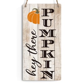 Hey There Pumpkins Autumn Wood Sign Decoration Fall Wooden Signs Rustic Hanging Plaque Home Wall Art 6" x 12" Sign Wall Decor for Farmhouse Home Office