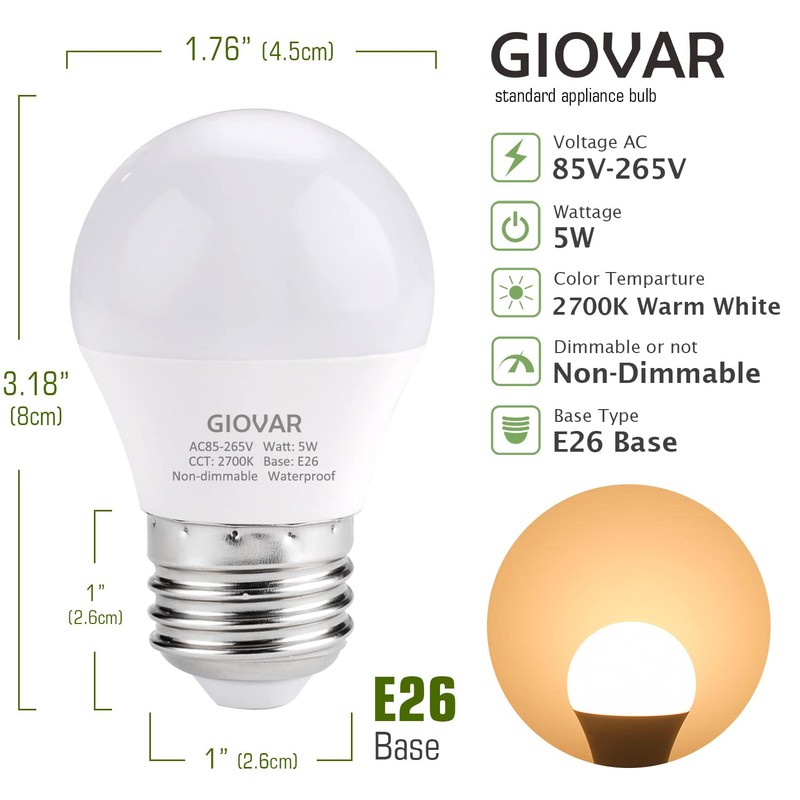 GIOVAR LED Range Hood Light Bulbs Replacement, 40 Watt Equivalent,