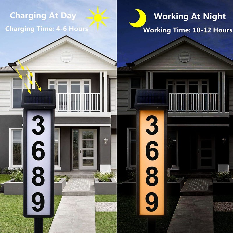 FLSEPAMB Solar Address Sign Lighted Solar House Numbers for Outside