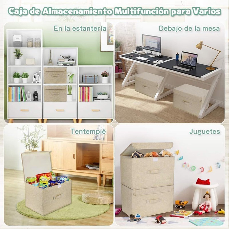 Homsorout Pack of 2 Storage Boxes with Lid, Foldable Storage