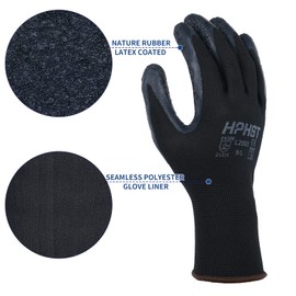 HPHST Robust & Comfortable Gloves Work Gloves Men's Work Gloves Women - Gardening Gloves Men - Mechanic Gloves Men with Latex Coating (Large)