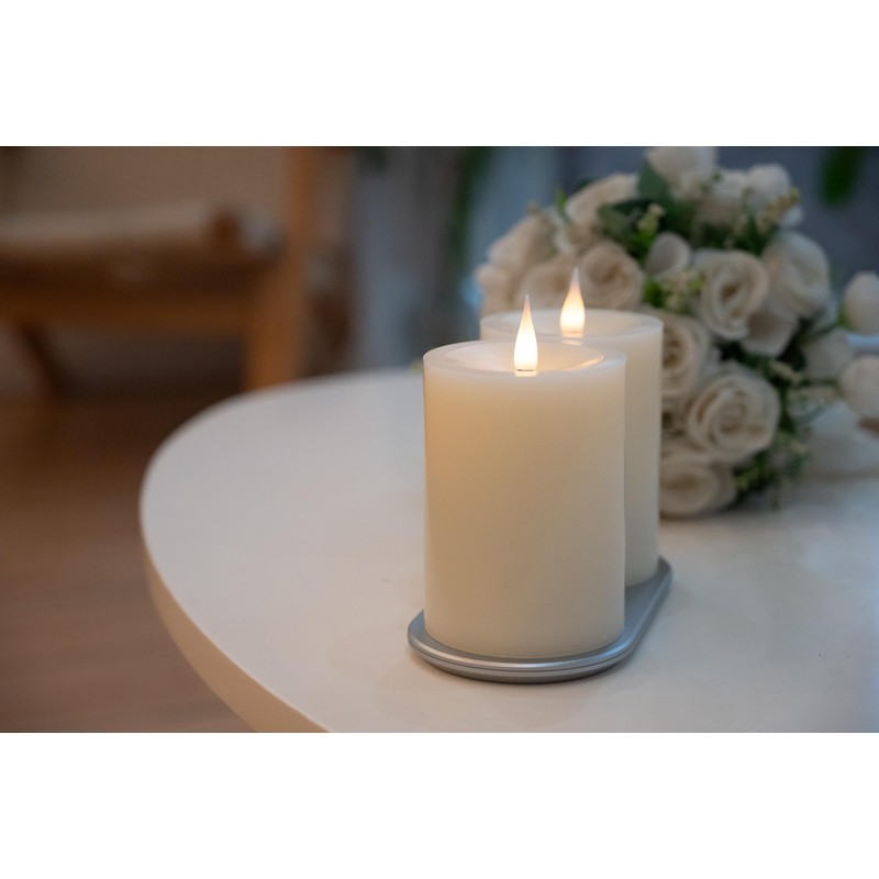 CozierGlow Rechargeable Flameless Pillar Candle with Remote Timer, 3D Moving