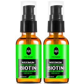 First Melody Beard Oil,Maximun Thickening Biotin, with Castor Oil and Argan & Jojoba Oils, Promotes Beard Growth, Styles, Strengthens & Softens Beards & Mustaches,1 Ounce*2（2 Pack）