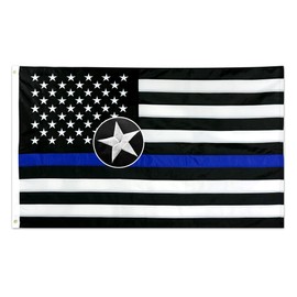Thin Blue Line USA Flag 4x6 ft | Heavy Duty Embroidered Stars & Sewn Stripes | Brass Grommets | UV Protection | Black White Blue American Police Flag Honoring Law Enforcement Officers