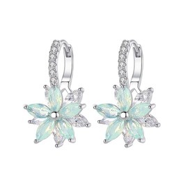 Aretes de Orquídea con Circonita Cúbica para Mujer - Pendientes Flor de Plata de Ley de 925 Hipoalergénico Aretes, Pendientes Para Mujeres, Embalaje Caja de Regalo (Azul)