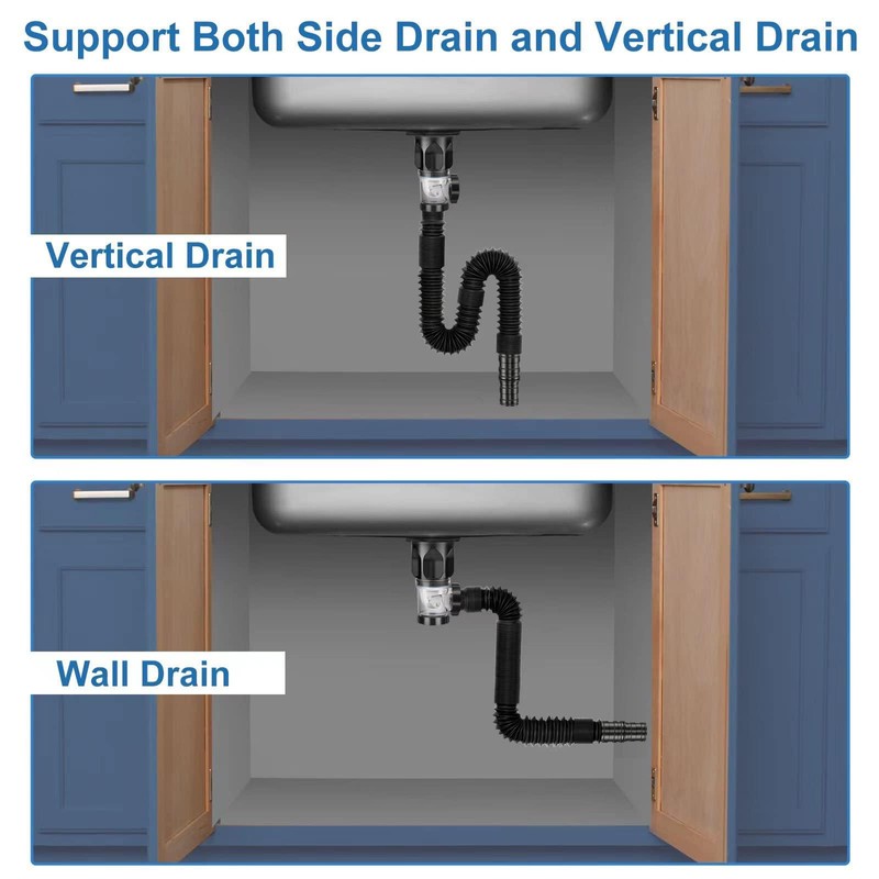 Hshenjhu Sink Drain Fitting Kit, Siphon Sink Set with Pop-Up