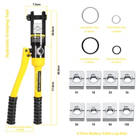 Brileine 12 Tons Hydraulic Crimping Tool with 8 Dies for 8AWG-4/0AWG Cables & Stainless Steel, Professional Battery Terminal & Wire Rope Crimper Kit with Portable Case
