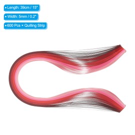 PATIKIL 600pcs Rainbow Quilling Strips Paper 3/16"(5mm) 15" Origami Paper Quilling Strip for Art DIY Hand Craft Christmas, Gradient Red