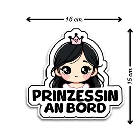 Baby on Board Sticker Car, Princess on Board Sticker, Baby on Board Sticker 16 x 15 cm, Weatherproof and UV-Resistant Sticker Car, Sticker Baby and Car Baby for Safe Rides with Your Child