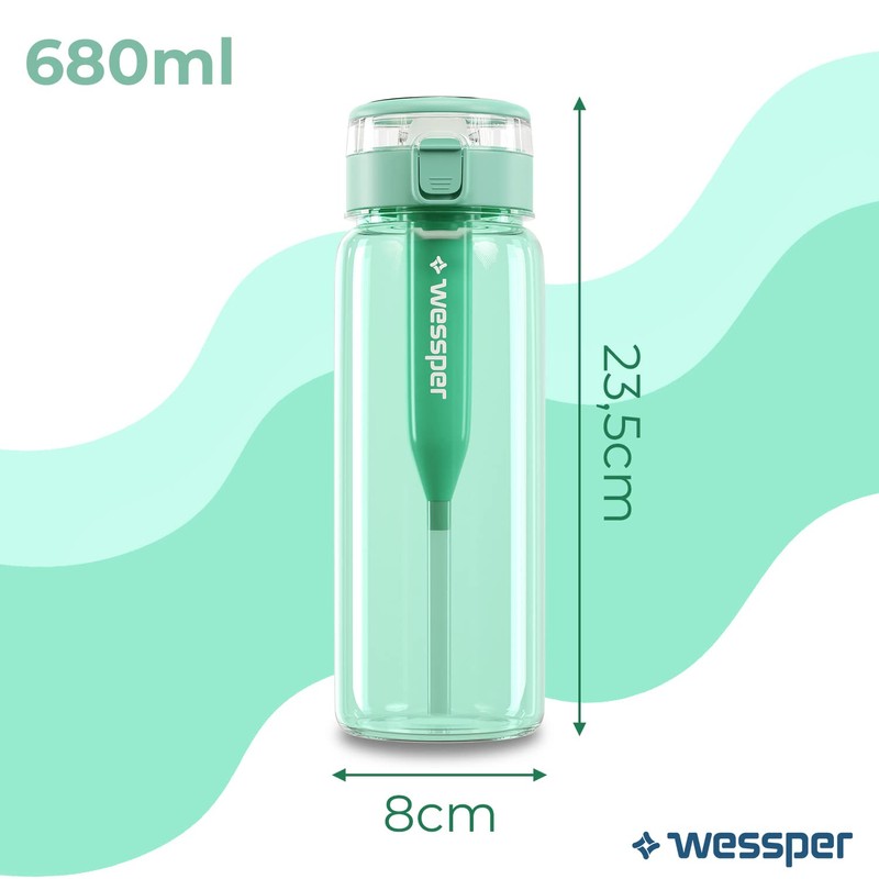 Wessper Water Filter Bottle 680 ml Mint Tritan Drinking Bottle