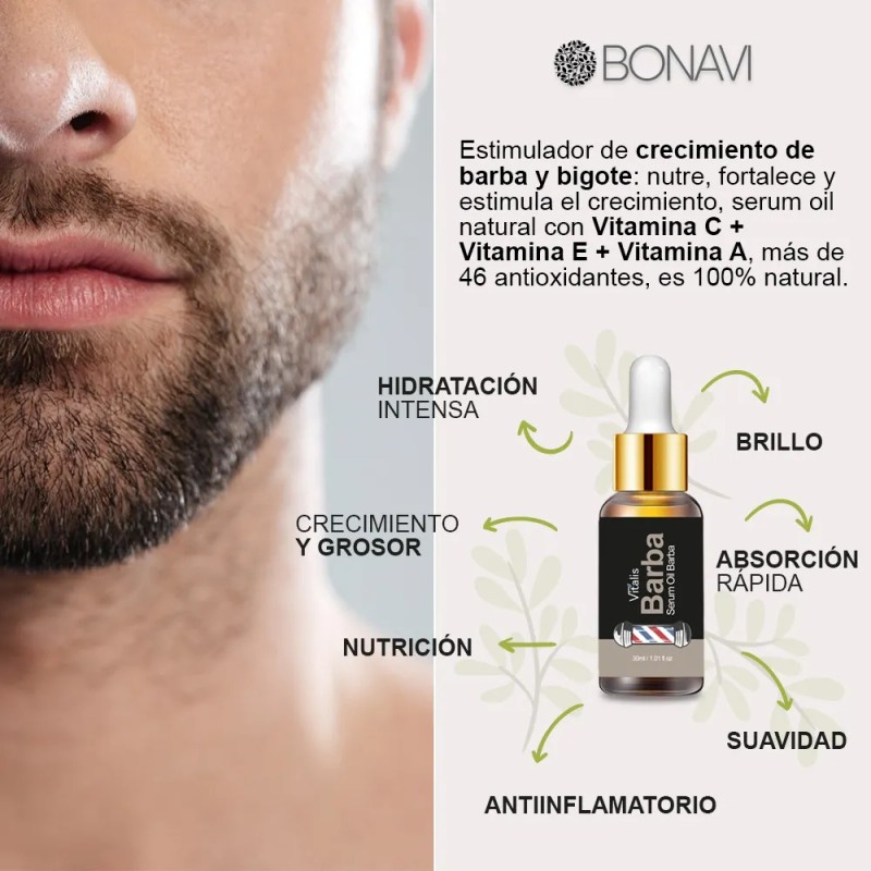 2 Esencia Aceite Para Crecer Barba Bigote Natural 30ml Natural