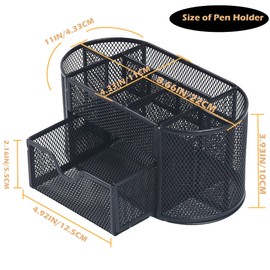YFEEN Office Supplies Mesh Desktop Organizers with Sticky Notes Pen Holder Pencil Holder for office Desktop Storage for Office School Home Supplies Teacher Student(Black)