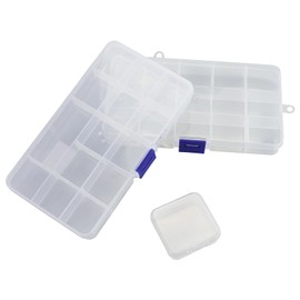 Set of 2 Rectangular Plastic Sorting Boxes with 1 Small Square Storage Box Set, Transparent Sorting Box, Jewellery Organiser Box for Jewellery, Earrings, Small Parts (Transparent)