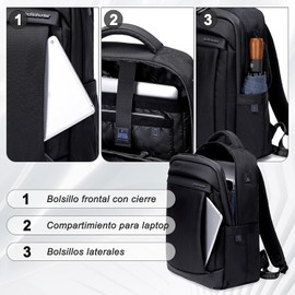 Mochila para Laptop Antirrobo ARCTIC HUNTER B00478-1, Impermeable, Ligera, con Puerto USB y Compartimentos, para Hombre y Mujer, Ideal para Oficina, Escuela, Viajes, Compatible con Laptops hasta 15.6"