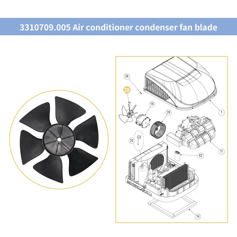 yrjns 3310709.005 A/C Condenser Fan Blade 10.5" Fit for Dometic
