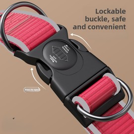 Pet Collar Reflective Dog Collar Escape-Proof Dog Collars Made of Nylon, Breathable and Adjustable Suitable for Large Medium and Small Dogs Pets(Black, S)
