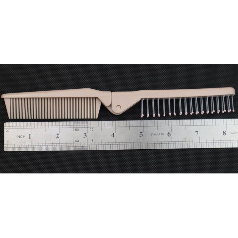 Pink Foldable Hair Comb - Compact Travel Brush for Purses