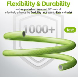SPECILITE Flexible Garden Water Hose 25 Ft, Heavy Duty, Lightweight and Leak-Proof Pipe× 1/2 In, 3/4" Brass Swivel Fittings,Burst 600 PSI, Non-Expandable, Kink-Proof, For Car, Yard, Outdoor, Lawn